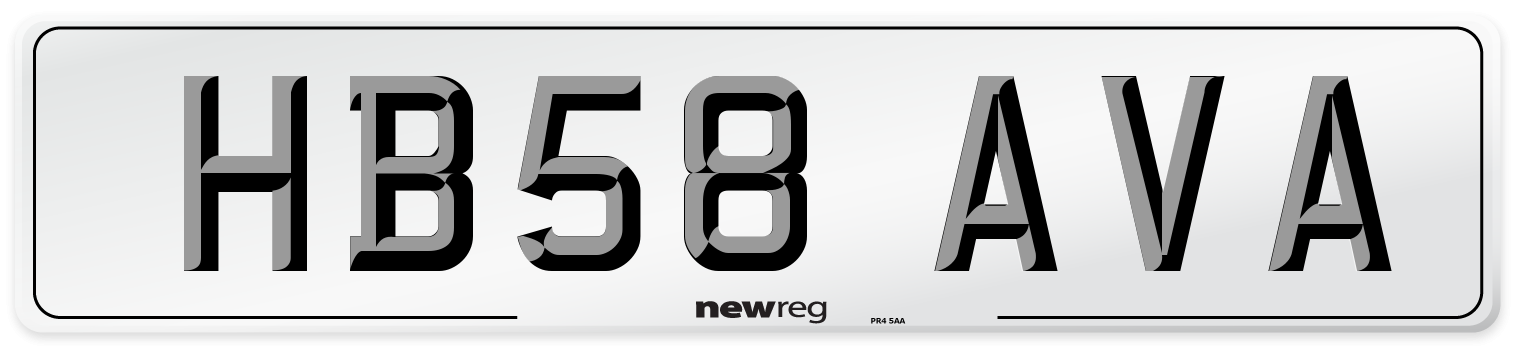 HB58 AVA Number Plate from New Reg